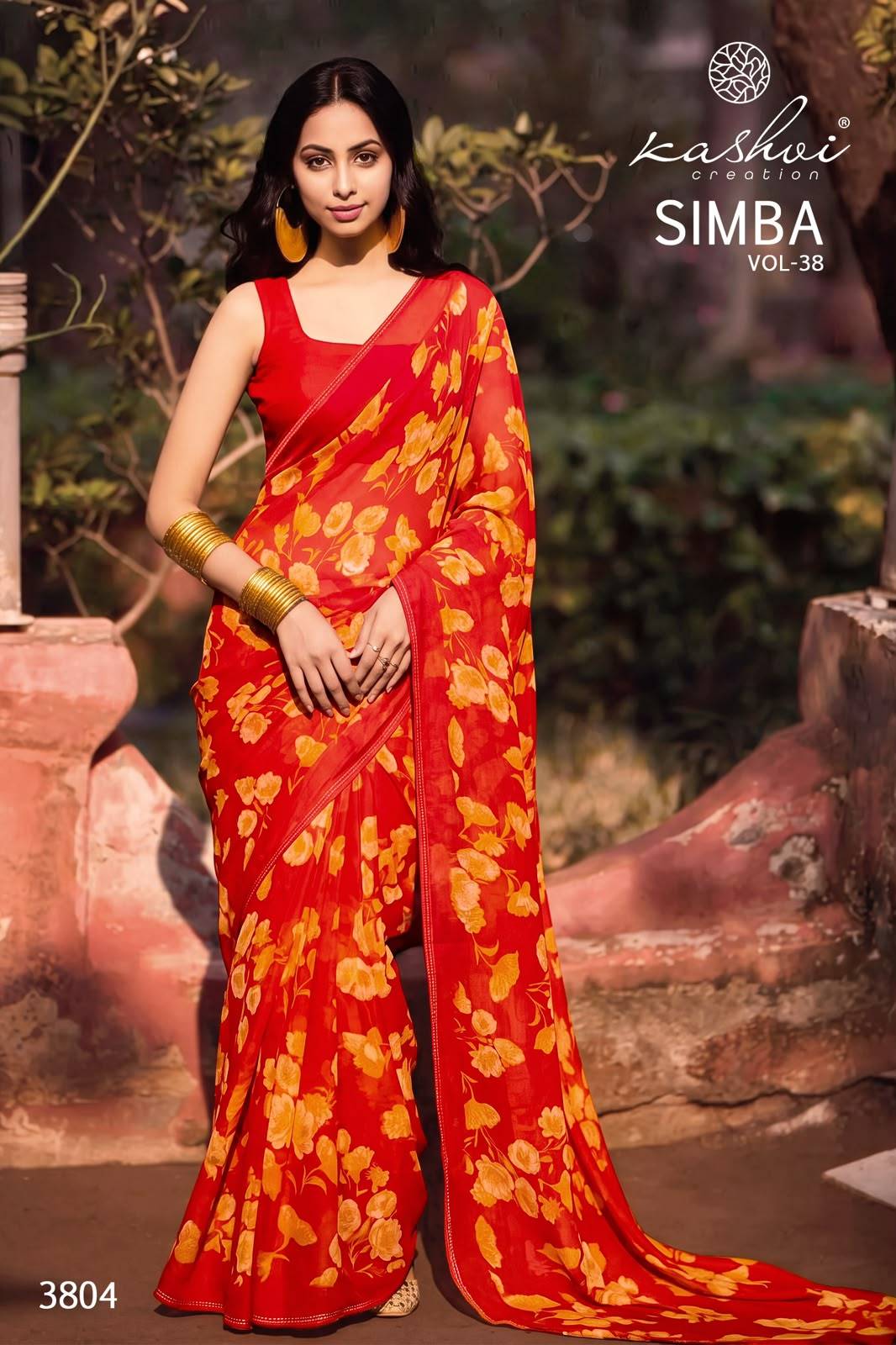 SIMBA VOL 38 By KASHVI CREATION 3801 To 3808 Series Indian Traditional Wear Georgette sarees At Wholesale Price